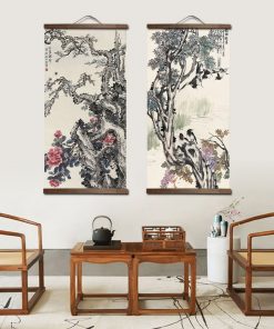 Chinese Traditional style flower animal canvas home decoration for living bedroom wall art picture poster wood 1