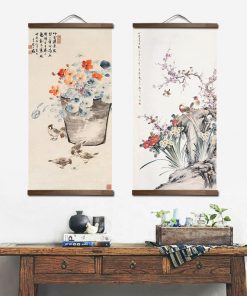 Chinese Traditional style flower animal canvas home decoration for living bedroom wall art picture poster wood 2