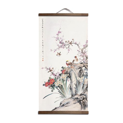 Chinese Traditional style flower animal canvas home decoration for living bedroom wall art picture poster wood 3