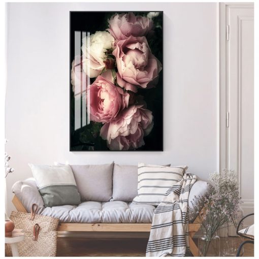 Fashion Posters And Prints Living Room Decor Vintage Poster Flowers Wall Art Canvas Print Pink Peony 1