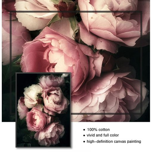 Fashion Posters And Prints Living Room Decor Vintage Poster Flowers Wall Art Canvas Print Pink Peony 4