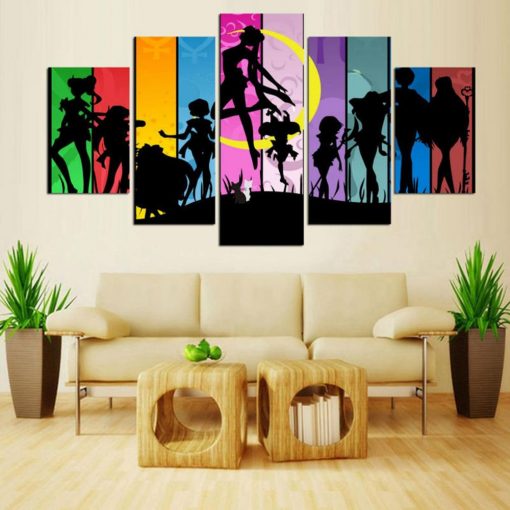 HD Print 5 Pieces Sailor Moon Japan Anime Characters Canvas Painting Home Decor Wall Art Poster 1