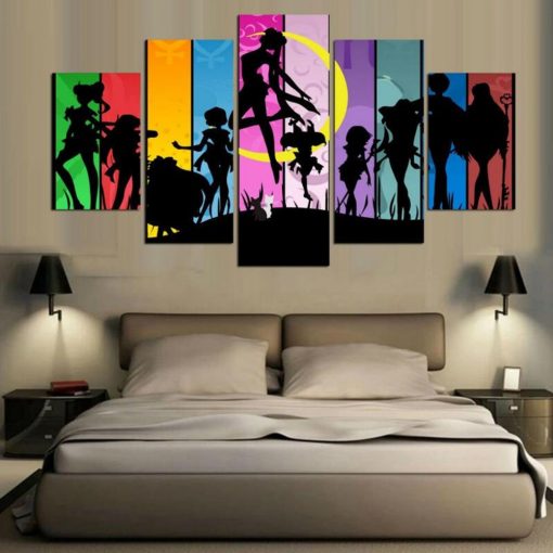 HD Print 5 Pieces Sailor Moon Japan Anime Characters Canvas Painting Home Decor Wall Art Poster