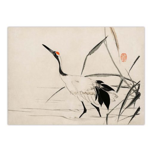 Japanese Crane Mochizuki Gyokusen Vintage Japanese Art Poster Ukiyoe Woodblock Canvas Print Chinese Bird Painting Wall 1