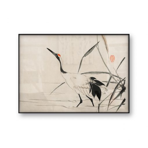 Japanese Crane Mochizuki Gyokusen Vintage Japanese Art Poster Ukiyoe Woodblock Canvas Print Chinese Bird Painting Wall