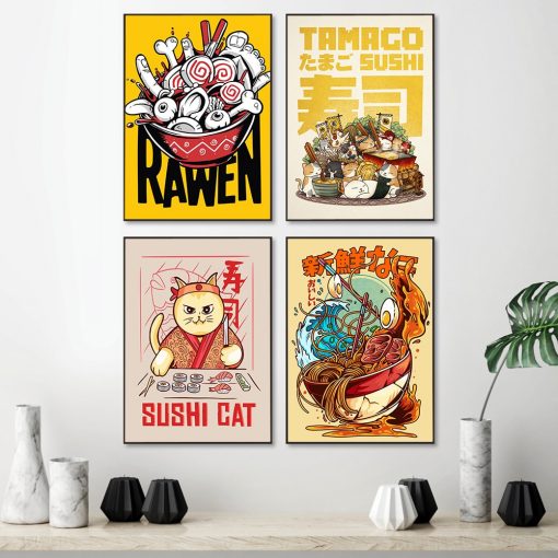 Japanese Food Wall Art Prints Funny Ramen Noodles Poster Kitchen Art Canvas Painting Pictures for Living 2