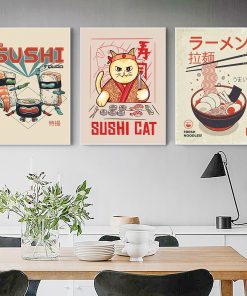 Japanese Food Wall Art Prints Funny Ramen Noodles Poster Kitchen Art Canvas Painting Pictures for Living 3