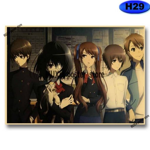 Japanese Horror Anime Another Posters Retro Kraft Paper Sakakibara Kouichi Misaki Mei Poster Wall Art Decor 2