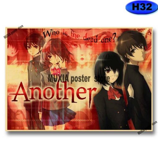 Japanese Horror Anime Another Posters Retro Kraft Paper Sakakibara Kouichi Misaki Mei Poster Wall Art Decor 4