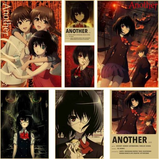 Japanese Horror Anime Another Posters Retro Kraft Paper Sakakibara Kouichi Misaki Mei Poster Wall Art Decor