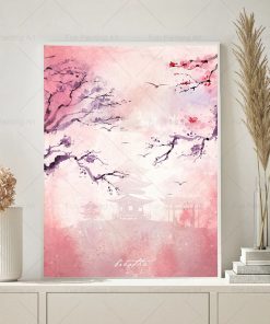 Japanese Sakura Wall Art Poster Pink Spring Scenery Canvas Prints Nordic Pictures Decoration Living Room Home 3