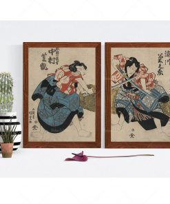 Japanese Samurai Double Picture Retro Japanese Samurai Ukiyo e Prints Samurai Art Japanese Samurai Affiches Large 1