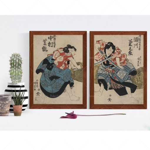 Japanese Samurai Double Picture Retro Japanese Samurai Ukiyo e Prints Samurai Art Japanese Samurai Affiches Large 1