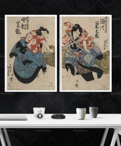 Japanese Samurai Double Picture Retro Japanese Samurai Ukiyo e Prints Samurai Art Japanese Samurai Affiches Large 2