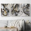 Luxury Liquid Golden Gray Marble Print Wall Art Fine Art Canvas Prints Abstract Pictures For Living