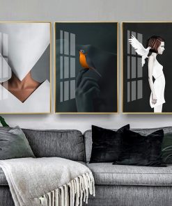 Modern Art Women Body Pictures Photography Canvas Painting Wall Art Animal Birds Pigeon Posters Prints Office 1