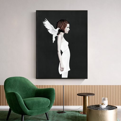 Modern Art Women Body Pictures Photography Canvas Painting Wall Art Animal Birds Pigeon Posters Prints Office 4