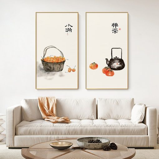 Modern Traditional Chinese Canvas Art Painting Print Still Life Poster Character Wall Pictures for Living Room 2