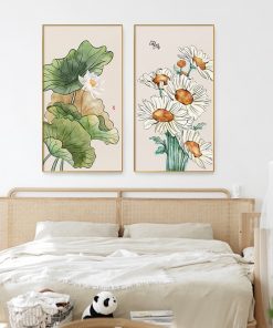 Modern watercolor flowers Posters Print Still life ink Canvas art Pictures Bedroom Wall art Decoration Paintings 4