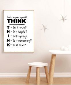 Motivational Quote Canvas Art Print Poster Think Before You Speak Quote Canvas Painting Poster School Classroom 2