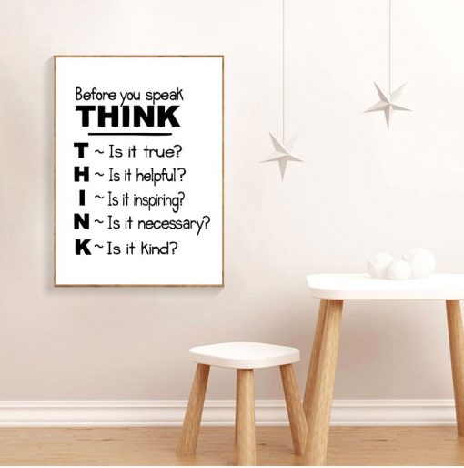 Motivational Quote Canvas Art Print Poster Think Before You Speak Quote Canvas Painting Poster School Classroom 2