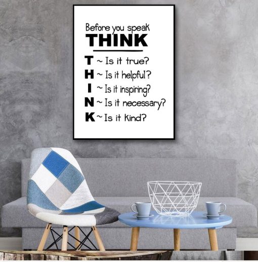 Motivational Quote Canvas Art Print Poster Think Before You Speak Quote Canvas Painting Poster School Classroom