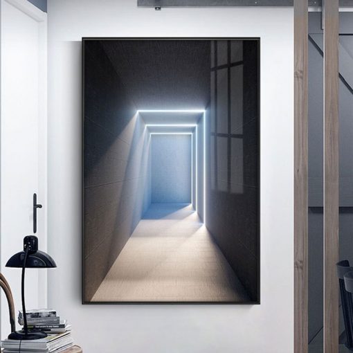 Nordic Building Corridor Picture Light and Shadow Painting on Canvas Posters Prints for Entrance Living Room 1