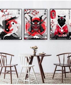 Nordic Canvas Poster Bedside Background Home Decor Prints Painting Pictures Wall Art Ruby Geisha Japanese Samurai 1