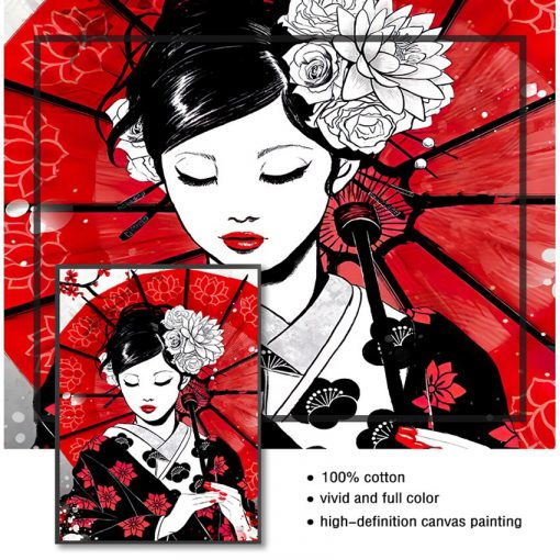 Nordic Canvas Poster Bedside Background Home Decor Prints Painting Pictures Wall Art Ruby Geisha Japanese Samurai 4