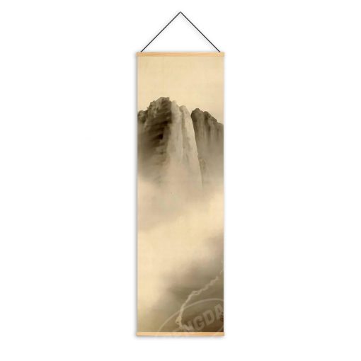 Nordic Canvas Printed Poster Wall Hanging with Scroll Painting Chinese Landscape Painting with Ink and Water 1