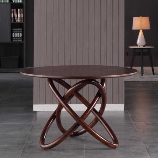 Nordic round dining table and chair combination Modern minimalist small dining room dining table Solid wood 5