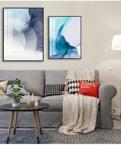 Prints Wall Art Pictures for Living room Home Decor Watercolor Blue Ink Bloom Modern Abstract Canvas 2