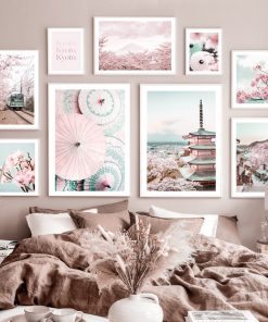 Sakura Japanese Mount Fuji Umbrella Tokyo Wall Art Canvas Painting Nordic Posters And Prints Wall Pictures 1