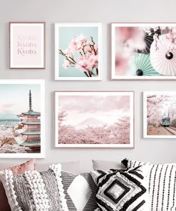 Sakura Japanese Mount Fuji Umbrella Tokyo Wall Art Canvas Painting Nordic Posters And Prints Wall Pictures 2