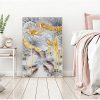 Style Decor Wall Pictures for Living Room Aisle Abstract Gold Lotus Fishes Canvas Painting Poster Art