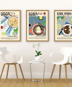 Sukiyaki Udon Tempura Soba Yakitori Poster Retro Japanese Food Wall Art Pictures Japan Cuisine Modern Asian 2