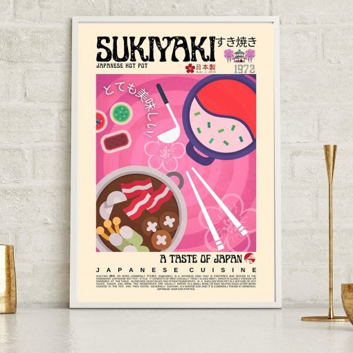 Sukiyaki Udon Tempura Soba Yakitori Poster Retro Japanese Food Wall Art Pictures Japan Cuisine Modern Asian 3