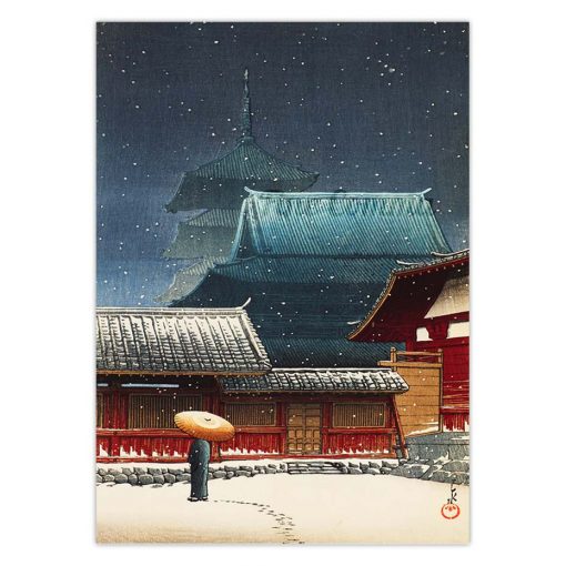 Tennoji Temple in Osaka Hasui Kawase Vintage Japanese Art Poster Woodblock Canvas Print Ukiyo Wall Art 1