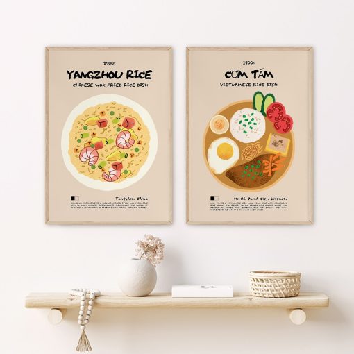 Trendy Ramen Fried Noodles Print Poster Chinese Japanese Indian Asian Food Retro Wall Art Canvas Pictures 2