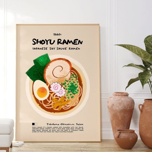 Trendy Ramen Fried Noodles Print Poster Chinese Japanese Indian Asian Food Retro Wall Art Canvas Pictures 3