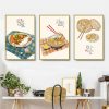 Unframed Abstract Chinese Snack and Writing Canvas Painting Prints Wall Decorative Posters for Living Room Restaurant