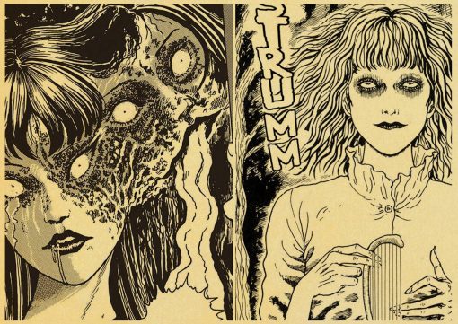 Vintage Japanese Anime Junji Ito Poster Vintage Kraft Paper High Quality Home Room Cartoon Art Print 1