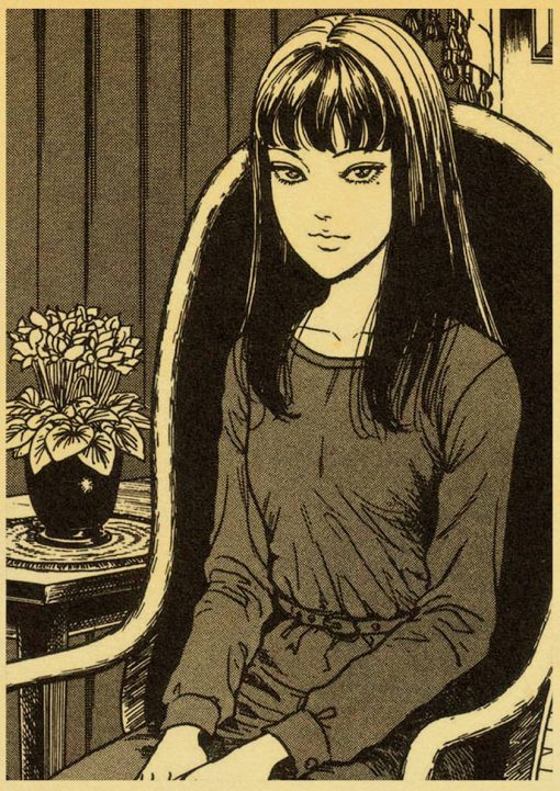 Vintage Japanese Anime Junji Ito Poster Vintage Kraft Paper High Quality Home Room Cartoon Art Print 5