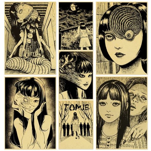 Vintage Japanese Anime Junji Ito Poster Vintage Kraft Paper High Quality Home Room Cartoon Art Print