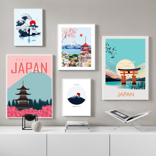 Visit Japan Tokyo Travel Canvas Paintings Vintage Wall Pictures Mount Fuji Posters Art Prints Nordic Modern