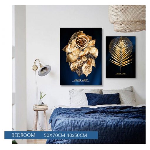 Wall Poster Modern Style Canvas Print Painting Art Aisle Living Room Unique Decoration Abstract Golden Plant 1