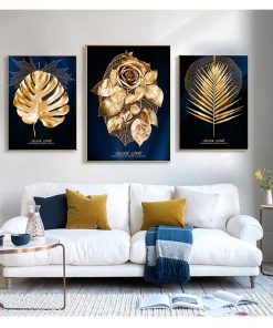 Wall Poster Modern Style Canvas Print Painting Art Aisle Living Room Unique Decoration Abstract Golden Plant 3