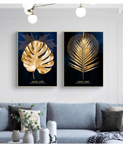 Wall Poster Modern Style Canvas Print Painting Art Aisle Living Room Unique Decoration Abstract Golden Plant 4