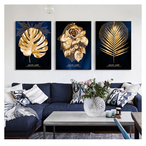 Wall Poster Modern Style Canvas Print Painting Art Aisle Living Room Unique Decoration Abstract Golden Plant