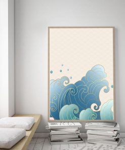 Waves Wall Art Nordic Retro Japanese Landscape Poster Tokyo Cherry Blossoms Canvas Painting Flower Picture For 3